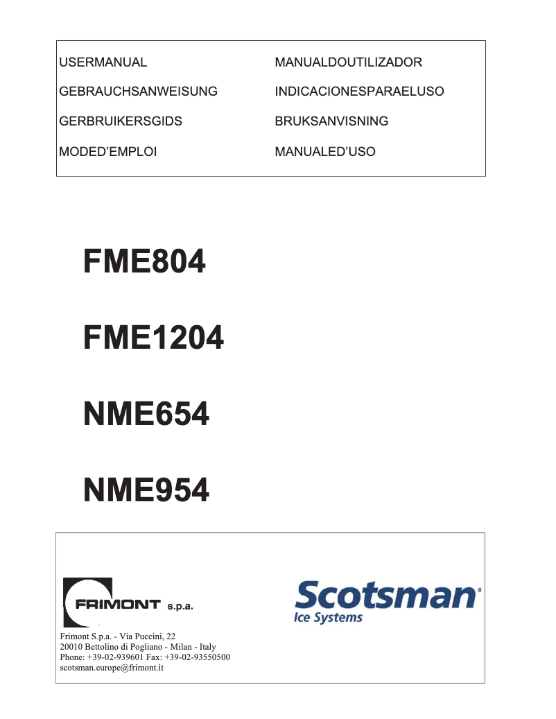 Page n°1 - Manuel utilisateur Scotsman FME654