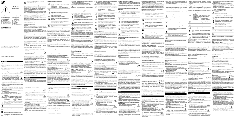 Page n°1 - Instructions de sécurité Sennheiser CX 150BT