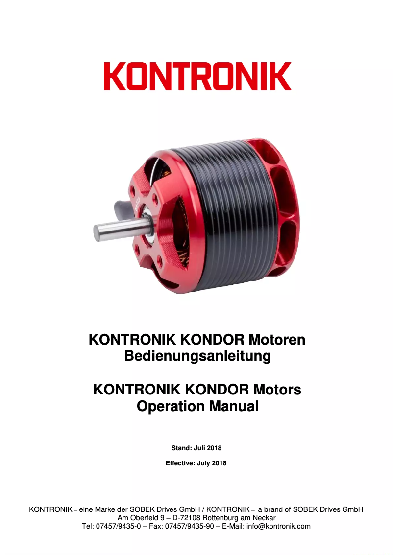 Page n°1 - Manuel utilisateur KONTRONIK Kondor 25-41