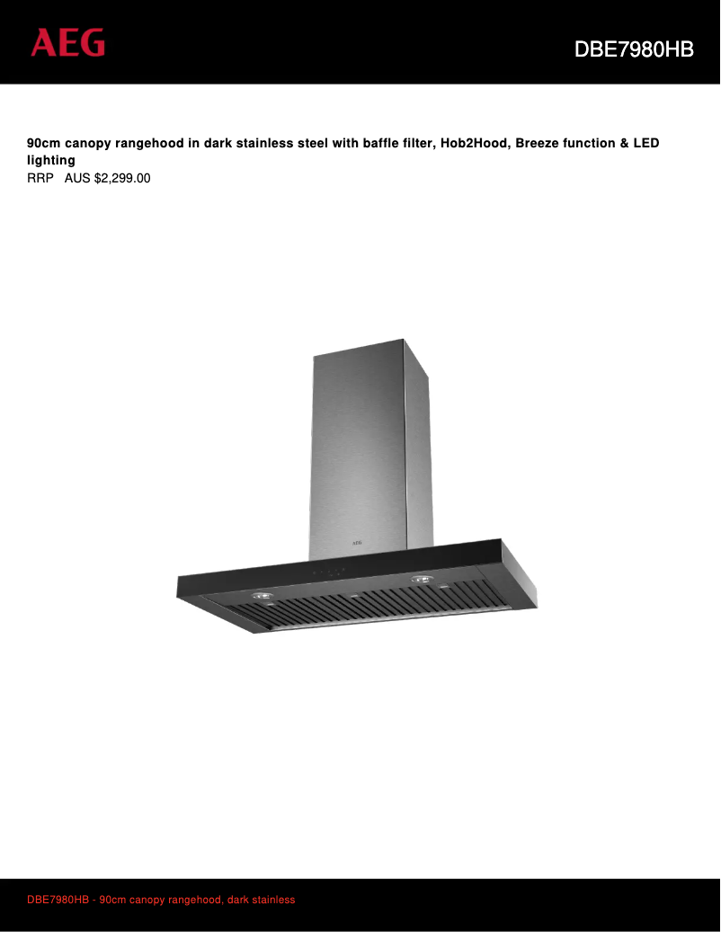 Página 1 del manual Ficha técnica AEG DBE7980HB