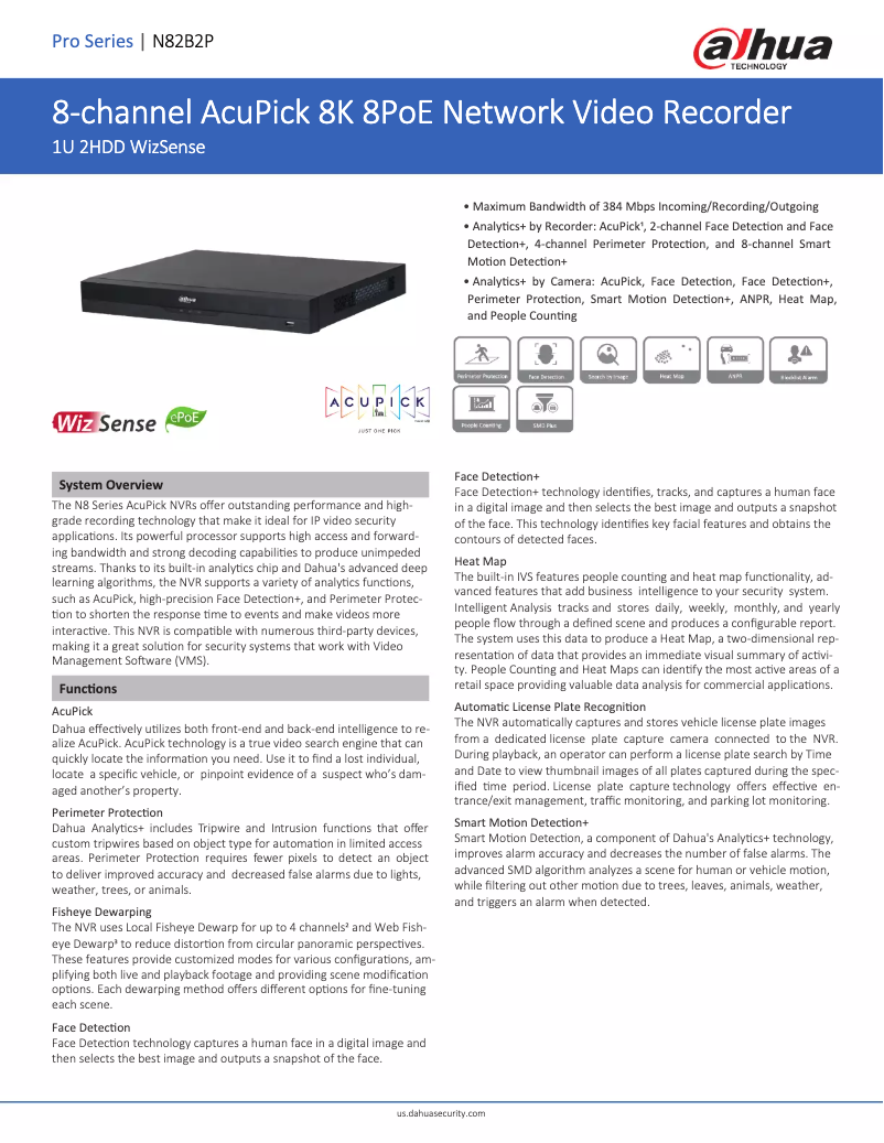 Page n°1 - Fiche technique Dahua Technology N82B2P