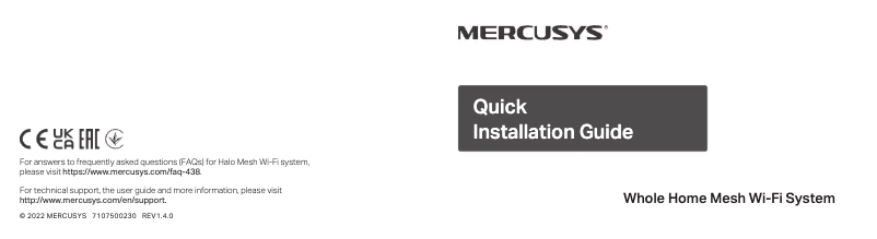 Page 1 de la notice Guide d'installation Mercusys Halo H50G