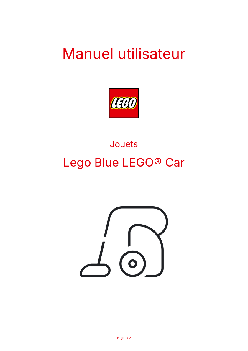 Image de la première page du manuel de l'appareil Blue LEGO® Car