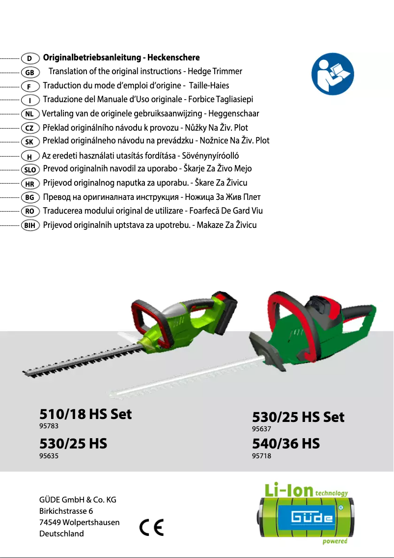 Page 1 of the manual Instruction Manual Güde 540/36 HS
