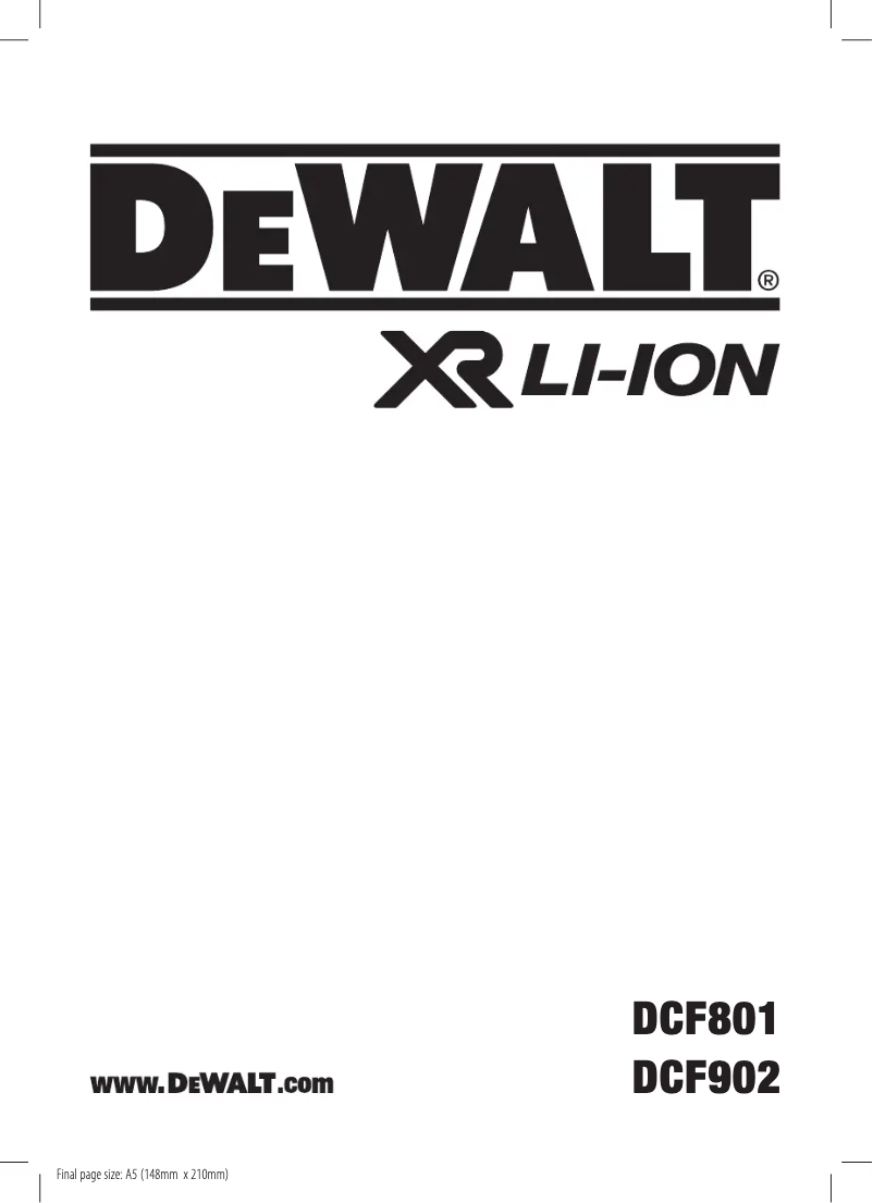 Page 1 de la notice Manuel utilisateur DeWalt DCF902