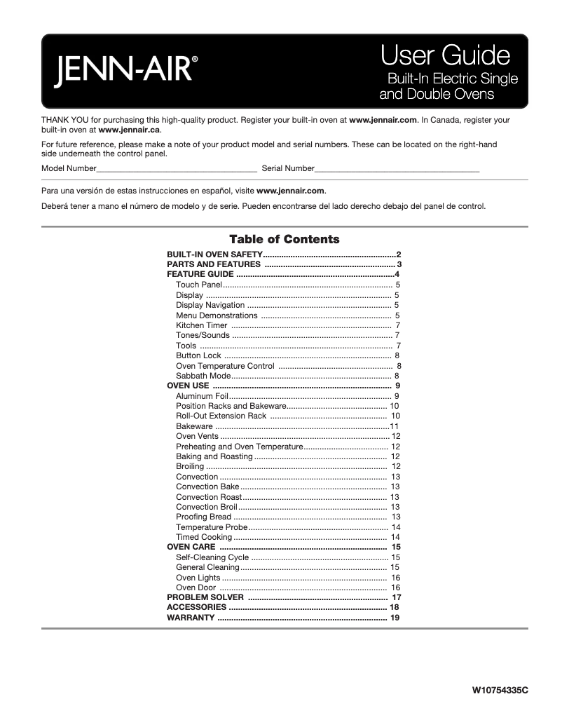 Page n°1 - Manuel utilisateur JennAir JJW2430DP