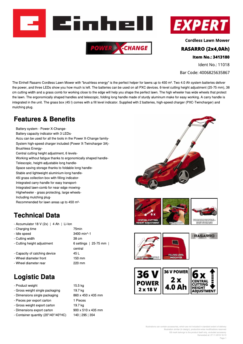 Image de la première page du manuel de l'appareil RASARRO