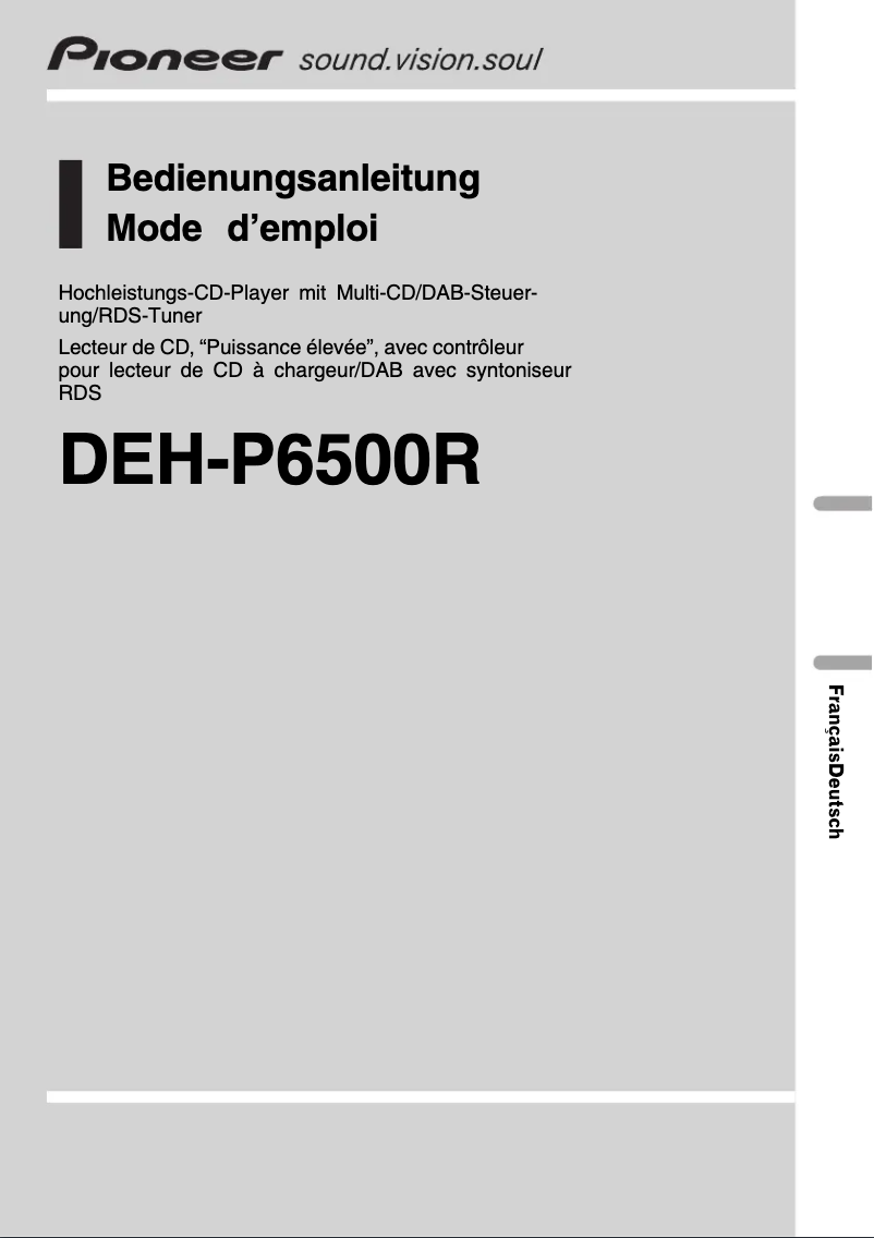 Image de la première page du manuel de l'appareil DEH-P6500R
