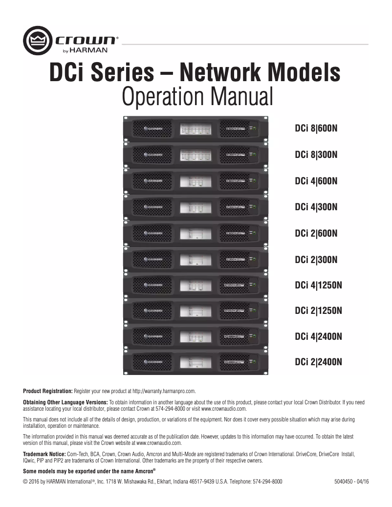 Page n°1 - Manuel utilisateur Crown DriveCore Install 4|1250N
