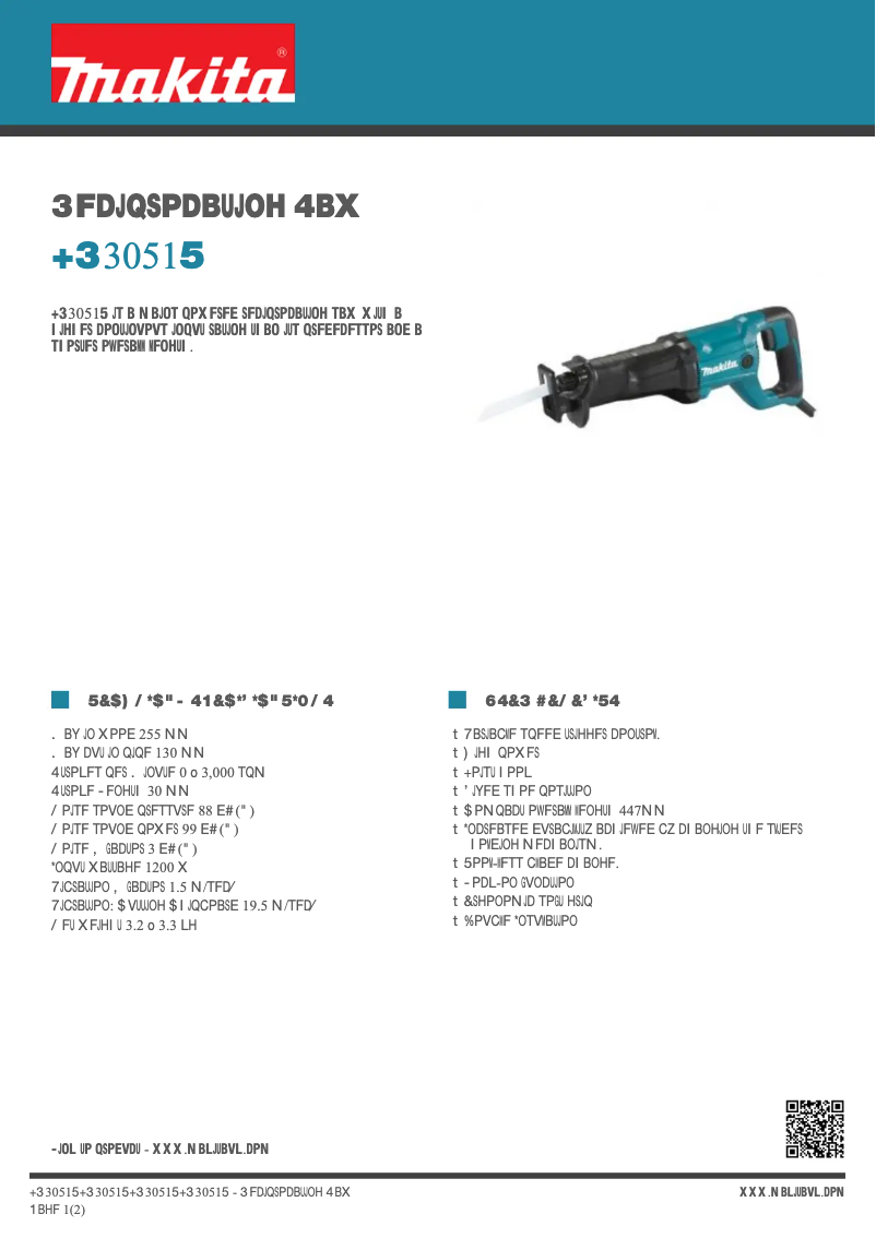 Page n°1 - Fiche technique Makita JR3051T
