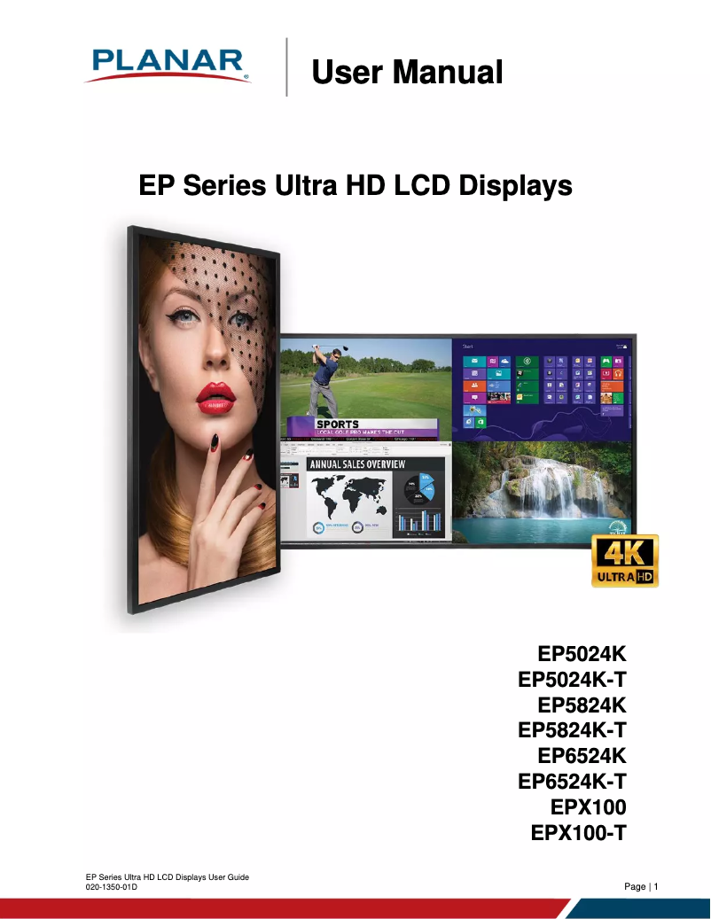 Página 1 del manual Manual de usuario Planar EP5824K