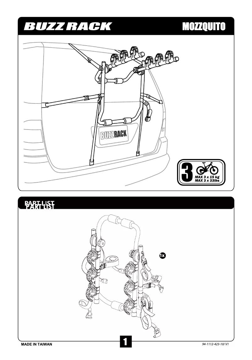 Page n°1 - Manuel utilisateur Buzz Rack Mozzquito
