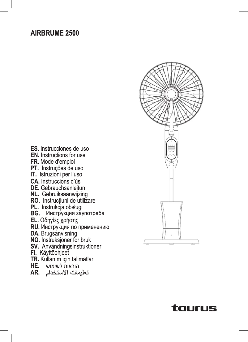 Image de la première page du manuel de l'appareil Airbrume 2500