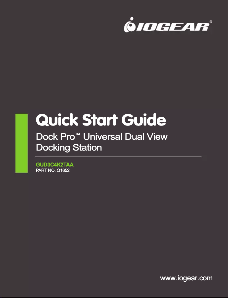 Page n°1 - Manuel utilisateur iogear Dock Pro Universal Dual View