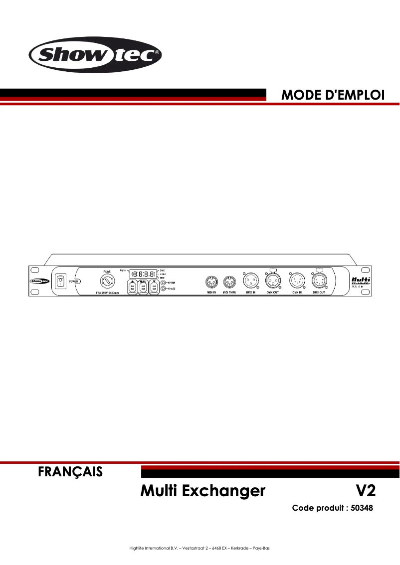 Page n°1 - Manuel utilisateur Showtec Multi Exchanger
