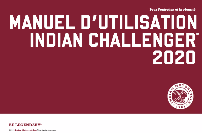 Page 1 de la notice Manuel utilisateur Indian Challenger Limited (2020)