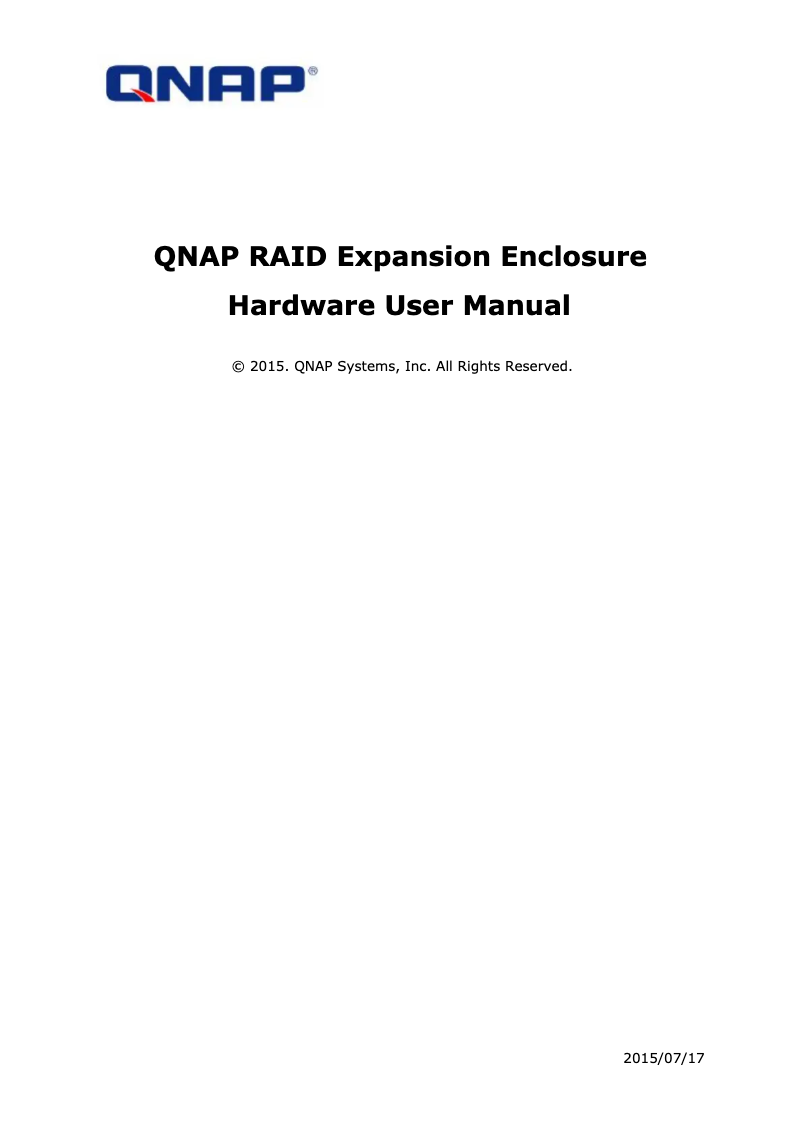 Page 1 de la notice Manuel utilisateur QNAP REXP-1220U-RP