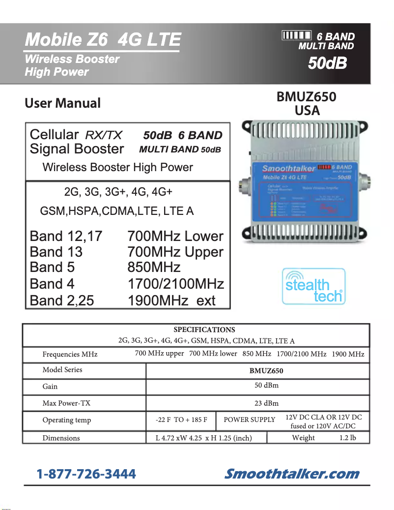 Page n°1 - Manuel utilisateur SmoothTalker Mobile Z6 4G LTE