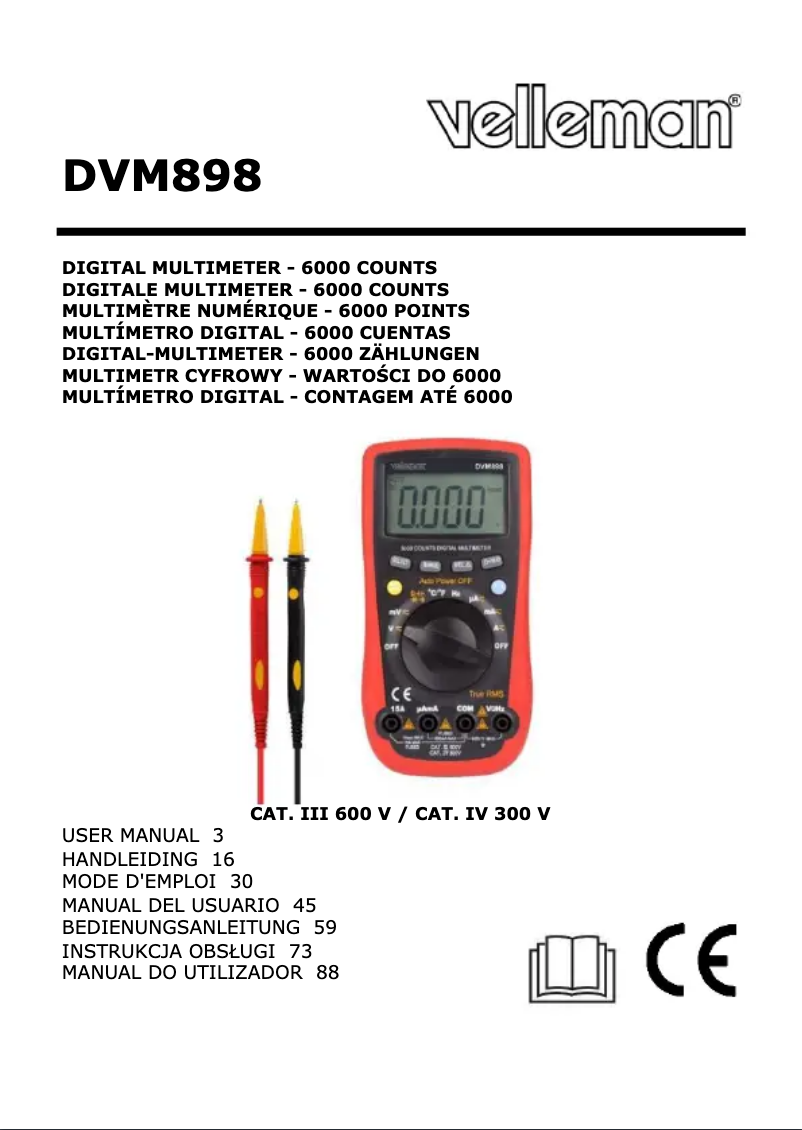 Page 1 de la notice Manuel utilisateur Velleman DVM898
