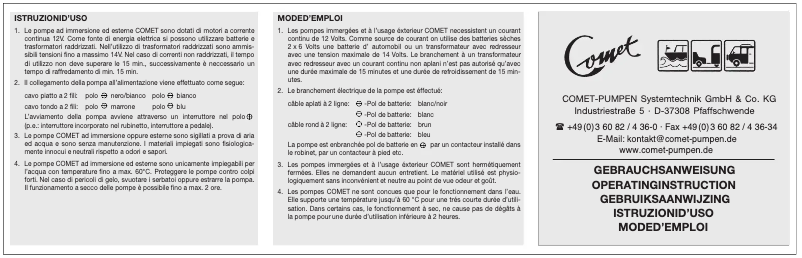 Image de la première page du manuel de l'appareil Ocean-Plus 12V