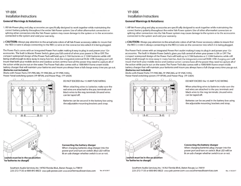 Page n°1 - Manuel utilisateur YAK Power YP-BBK