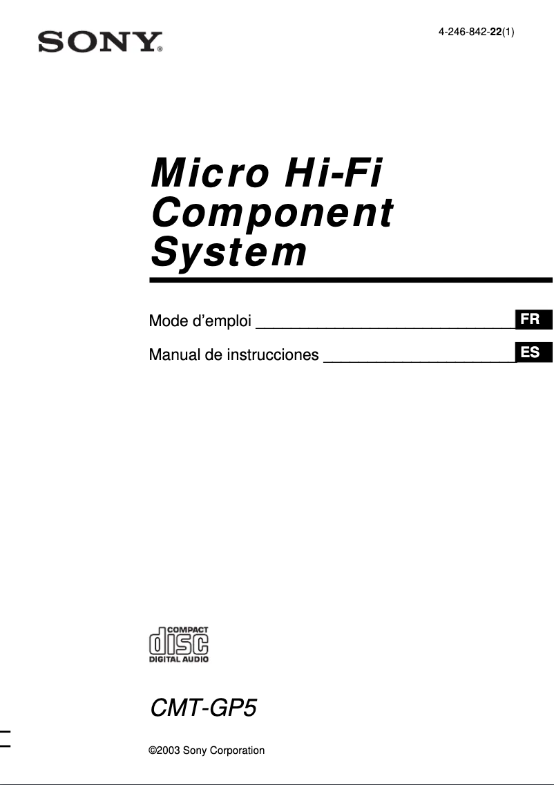 Image de la première page du manuel de l'appareil CMT-GP5