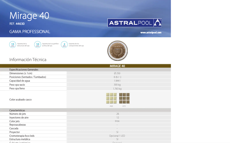 Image de la première page du manuel de l'appareil MIRAGE 40