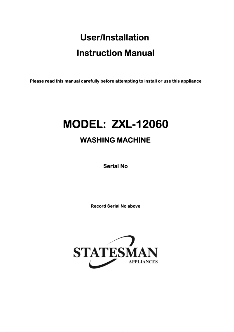 Image de la première page du manuel de l'appareil ZXL-12060
