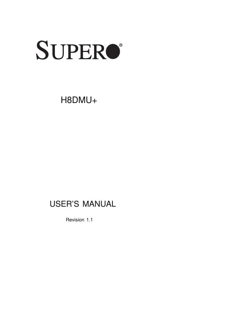 Page 1 de la notice Manuel utilisateur Supermicro H8DMU+