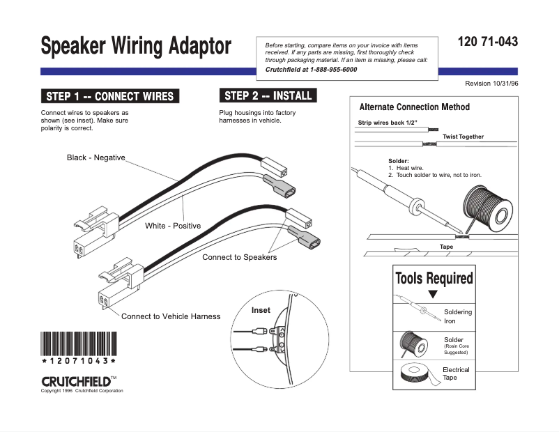 Page 1 de la notice Manuel utilisateur Metra 71-043