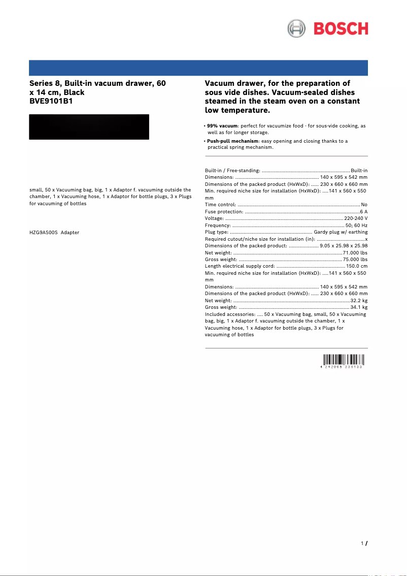 Image de la première page du manuel de l'appareil BVE9101B1