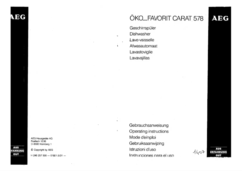 Image de la première page du manuel de l'appareil Favorit Carat 578