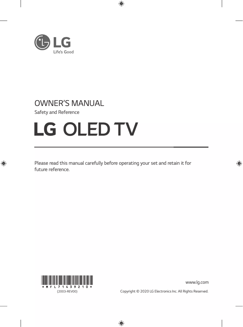 Image de la première page du manuel de l'appareil OLED65CXRLA