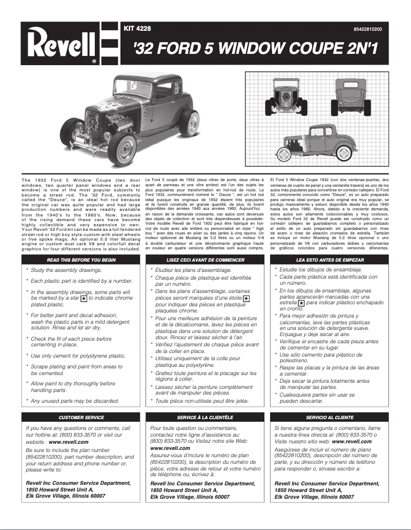 Page n°1 - Manuel utilisateur Revell '32 Ford 5 Window Coupe