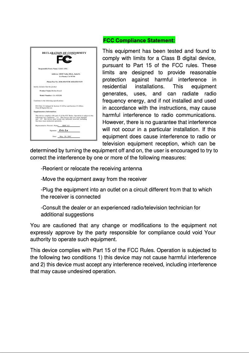 Page 1 de la notice Manuel utilisateur Gigabyte GA-6ETXDR