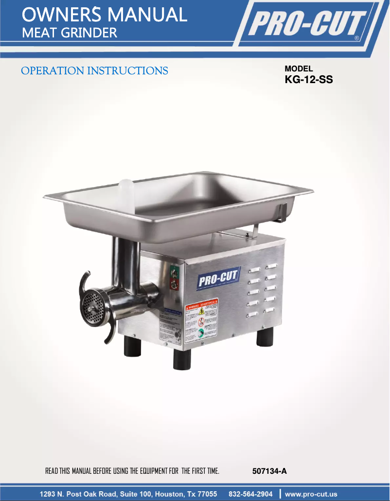 Page n°1 - Manuel utilisateur Pro-Cut KG-12-SS