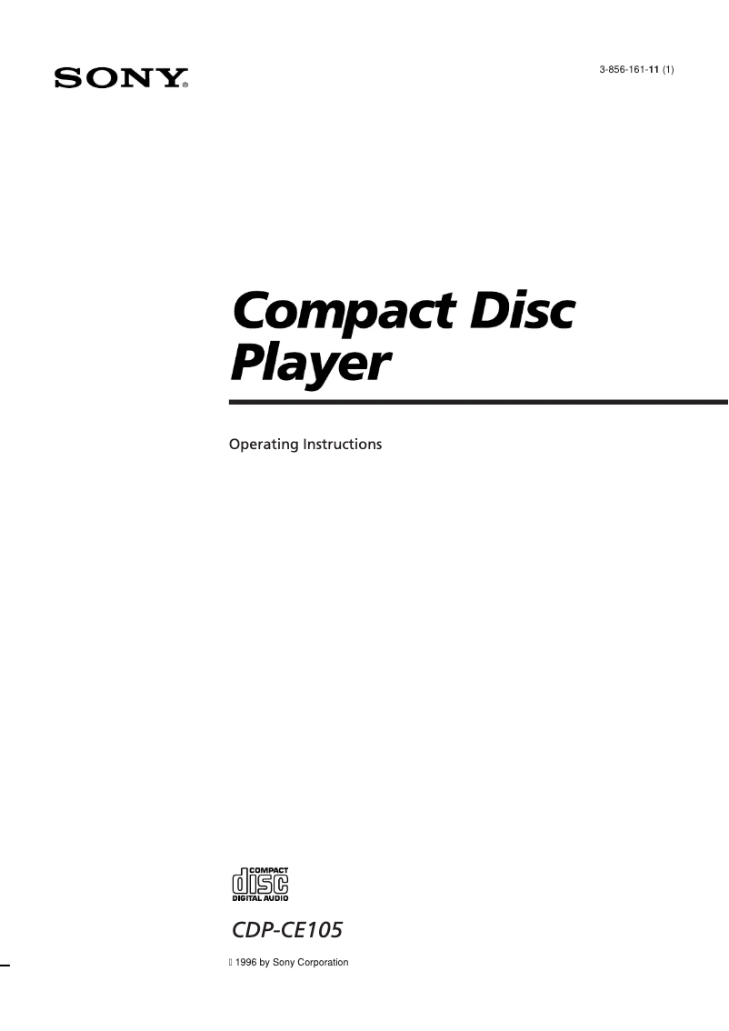 Page n°1 - Manuel utilisateur Sony CDP-CE105