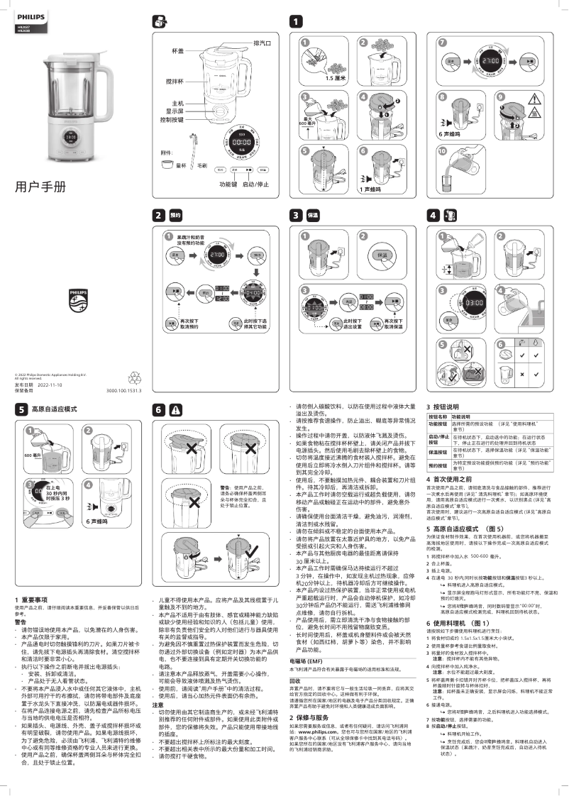 Page 1 de la notice Manuel utilisateur Philips HR2038