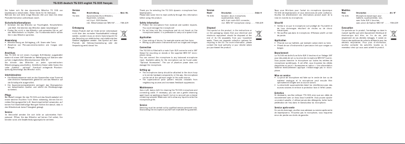 Image de la première page du manuel de l'appareil TG D35
