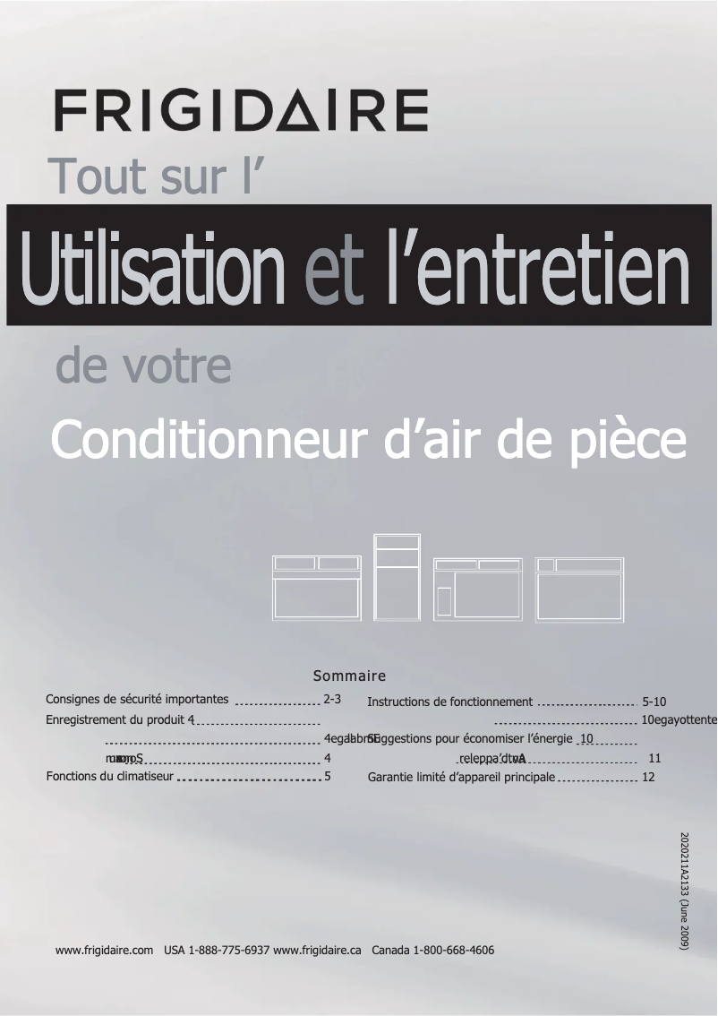 Page 1 de la notice Manuel utilisateur Frigidaire LRA107CV1