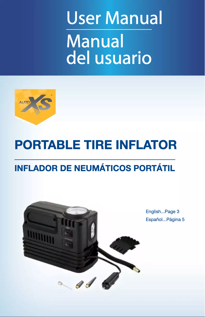 Page n°1 - Manuel utilisateur Auto XS Portable Tire Inflator