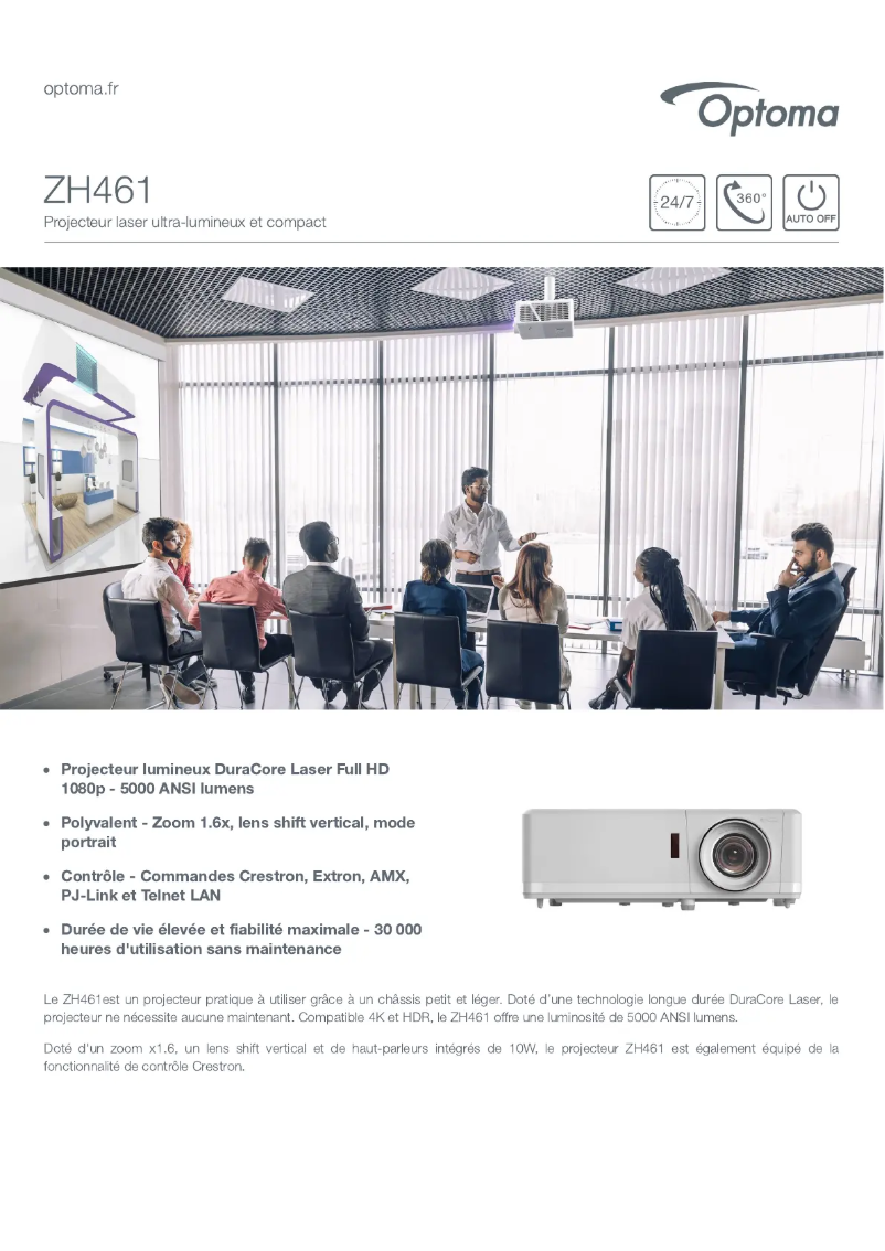 Page n°1 - Fiche technique Optoma ZH461