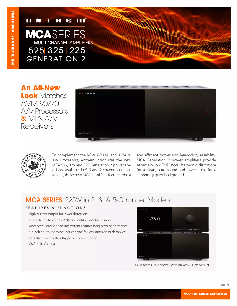Página 1 del manual Ficha técnica Anthem MCA 325