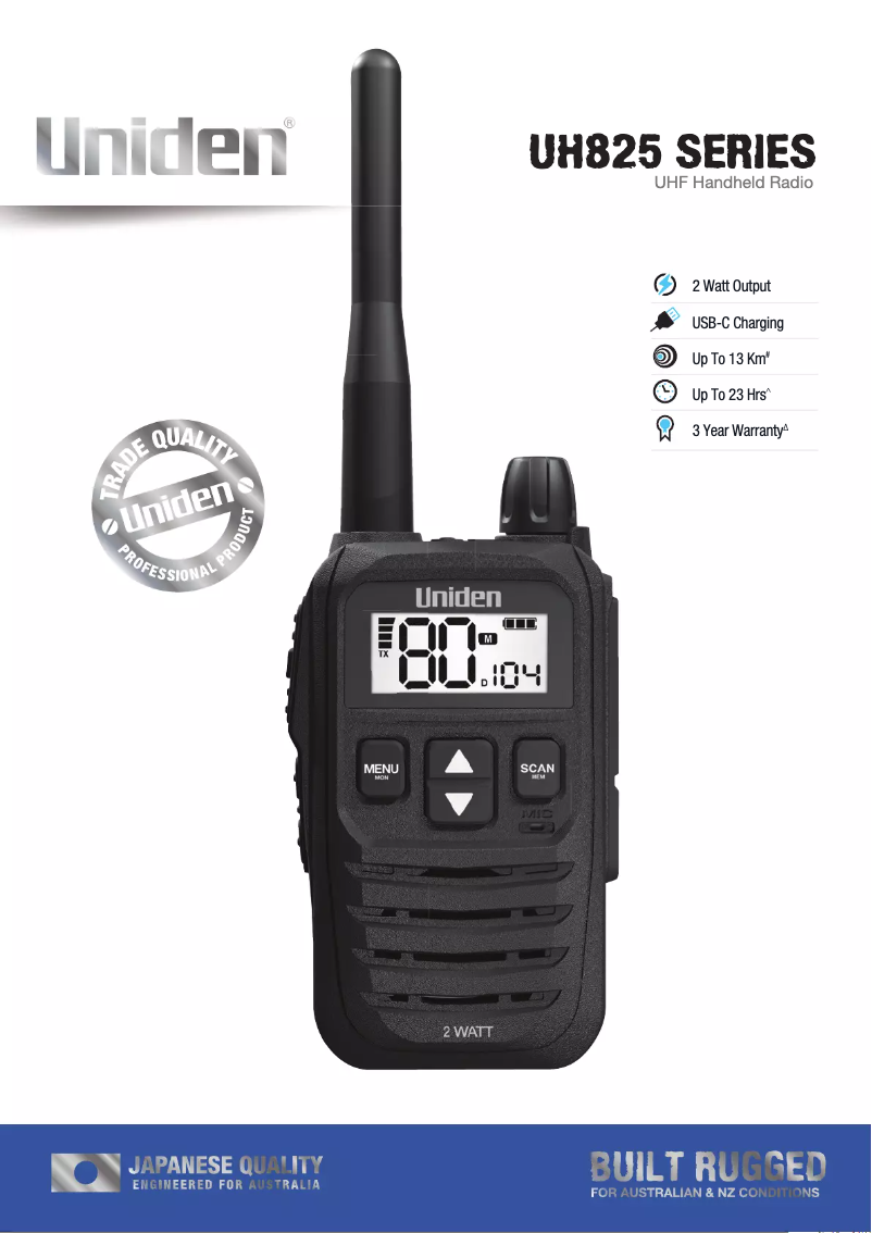 Página 1 del manual Folleto Uniden UH825-2TP