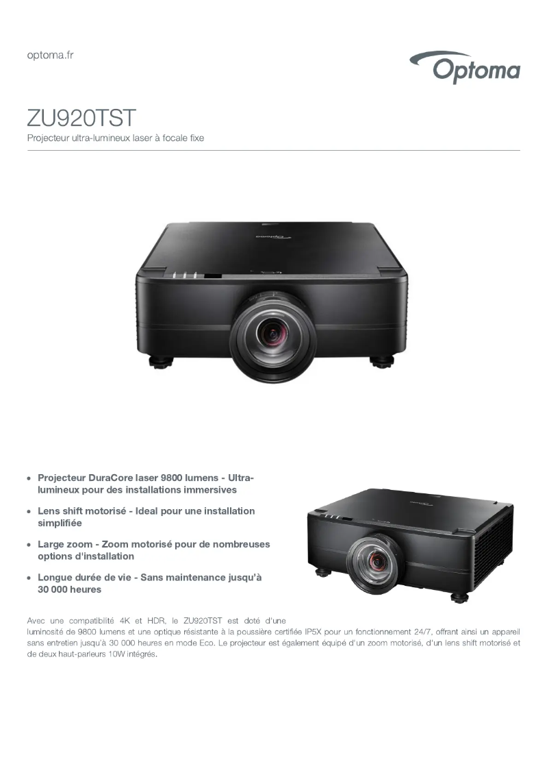 Image de la première page du manuel de l'appareil ZU920TST