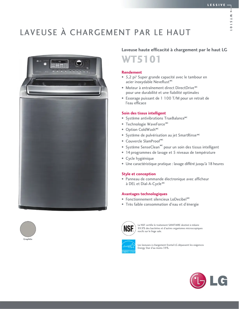 Page n°1 - Fiche technique LG WT5101HV