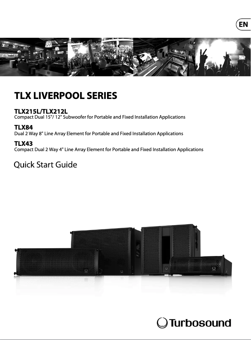Página 1 del manual Guía de inicio rápido Turbosound Liverpool TLX43-FLB