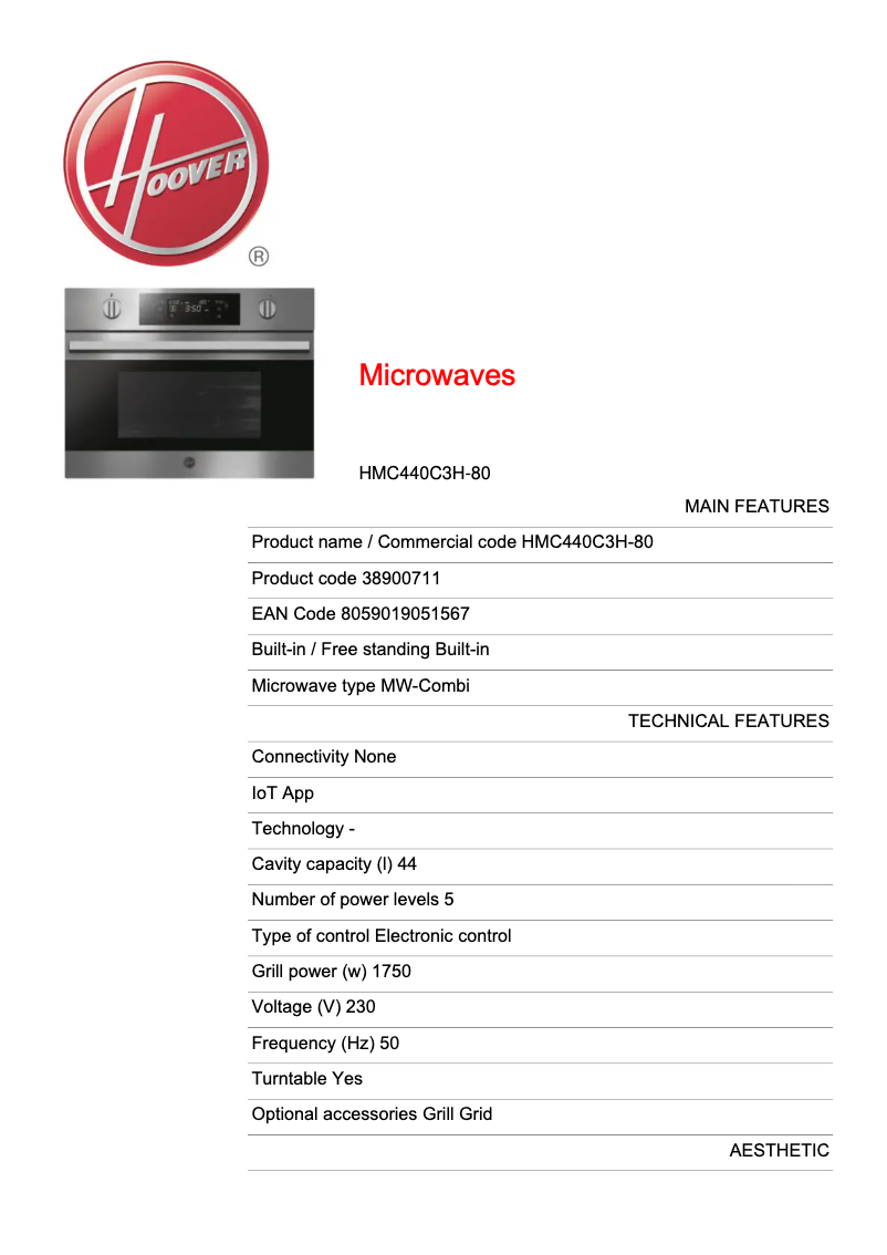 Image de la première page du manuel de l'appareil HMC440C3H-80