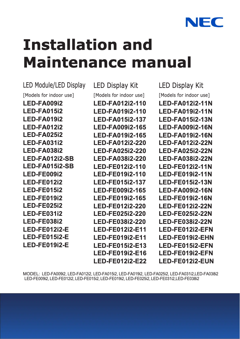 Image de la première page du manuel de l'appareil LED-FE038i2
