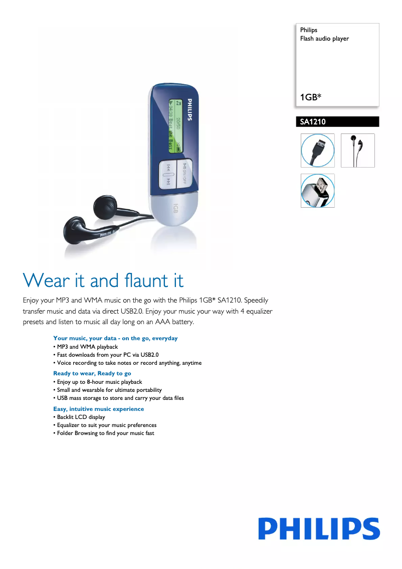 Página 1 del manual Folleto Philips SA1210